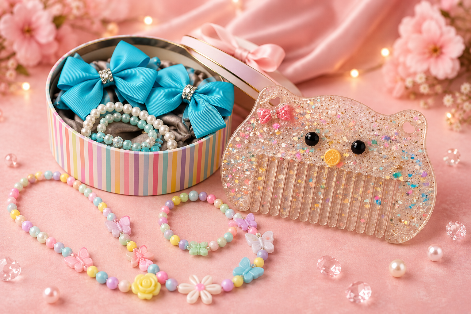 Cute Glitter Cat Resin Hair Comb - Image 3