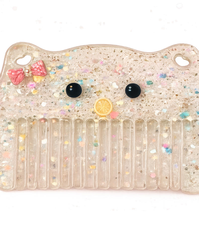Cute Glitter Cat Resin Hair Comb