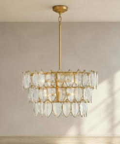 Amira 30-Inch 8-Light LED Chandelier in Distressed Brass