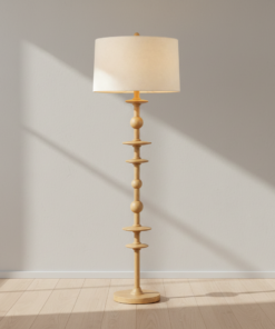 Jefferson Heights 62.5-Inch One Light Oak Floor Lamp in Aged Brass