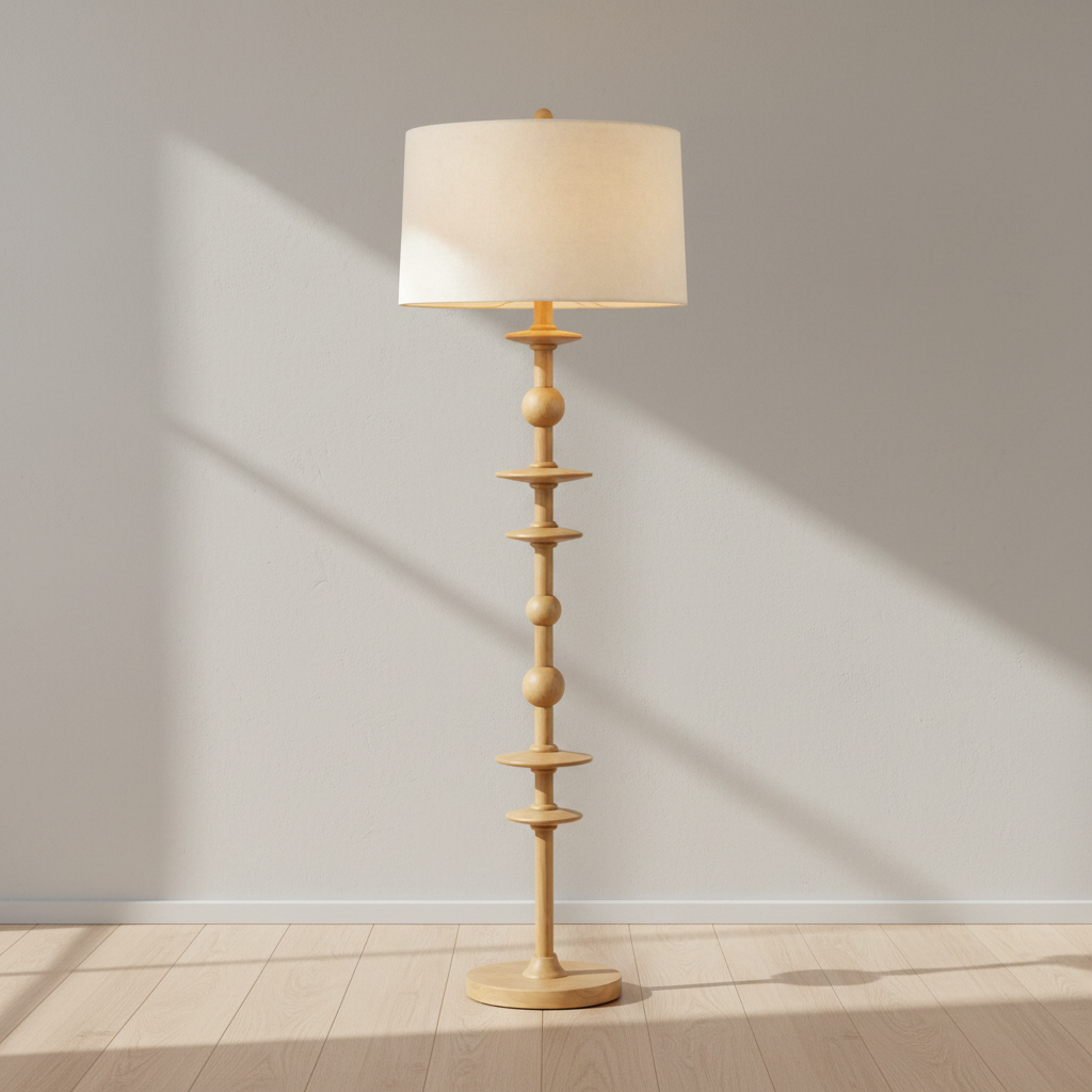 Jefferson Heights 62.5-Inch One Light Oak Floor Lamp in Aged Brass