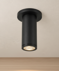 Nordic 4-Inch 8W Outdoor LED Cylinder Ceiling Mount in Black by Kuzco Lighting