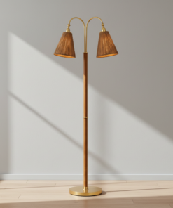Ruthin 60-Inch Two-Light LED Floor Lamp in Aged Brass by Hudson Valley