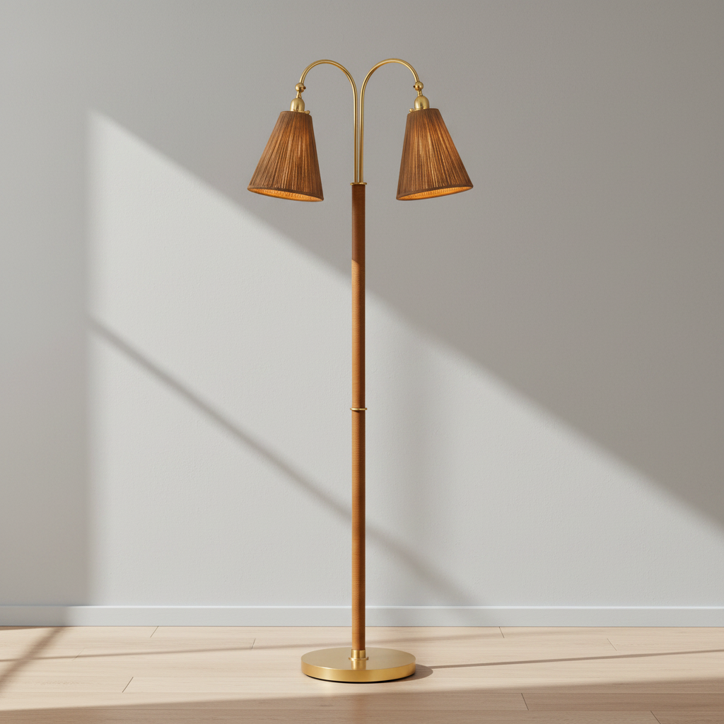 Ruthin 60-Inch Two-Light LED Floor Lamp in Aged Brass by Hudson Valley