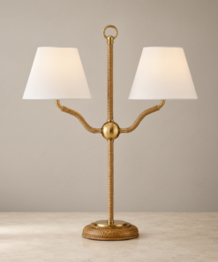 Sirocco 22-Inch Two-Light Desk Lamp in Natural Antique Brass by Currey and Company